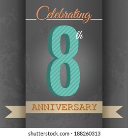 8th Anniversary poster / template design in retro style - Vector Background