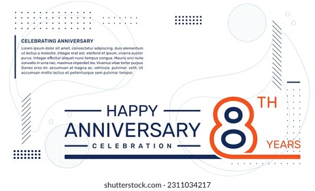 8.º diseño de plantilla de aniversario con fondo abstracto, plantilla vectorial
