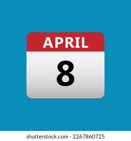 8th April calendar icon. April 8 calendar Date Month icon vector illustrator