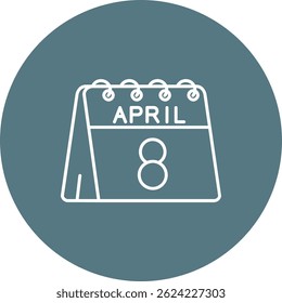 8. April Linie Vektor Icon Design