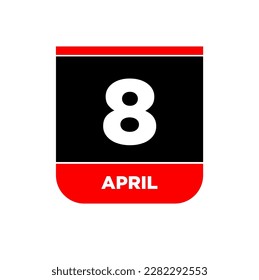 8.º icono vectorial de abril. Calendario del 8 de abril.