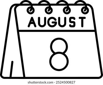 8th of August Line vector Icon Design