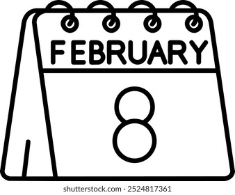 8 de febrero Línea Vector Icon Design