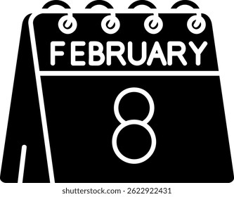 8 de febrero Línea Vector Icon Design