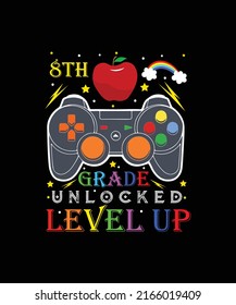 8th Grade Unlocked Level-up T-shirt Design, 