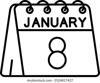 8. Januar Linie Vektor Icon Design