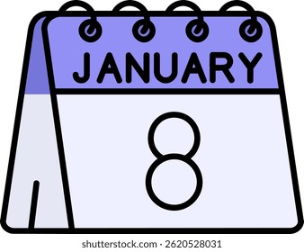 8 de enero Línea Vector Icon Design
