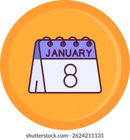 8 de enero Línea Vector Icon Design