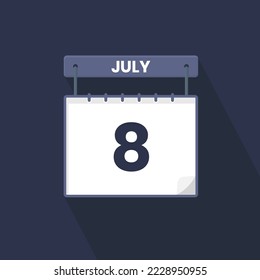 8th July calendar icon. July 8 calendar Date Month icon vector illustrator