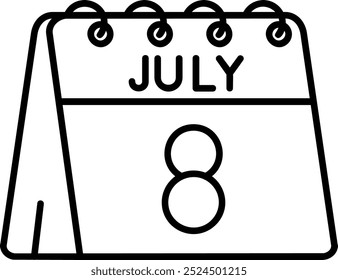 8th of July Line vector Icon Design