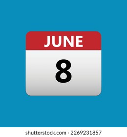 8th June calendar icon. June 8 calendar Date Month icon