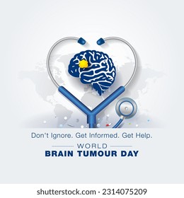 8th June, World Brain Tumor Day. Raise awareness, Detection and prevention of brain tumor concept. Hospital, Clinic of headache and Migraine.