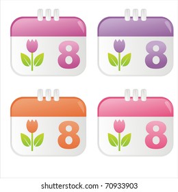  8th of March calendar icons