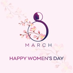 8th March, Happy Women's Day Square Post Vector Floral Design