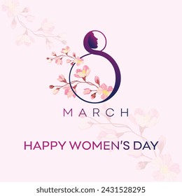 8th March, Happy Women's Day Square Post Vector Floral Design