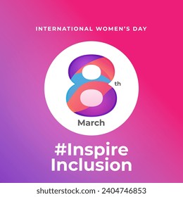 8th March hugging herself. Inspire Inclusion is the campaign theme of International Women's Day 2024. Vector illustration