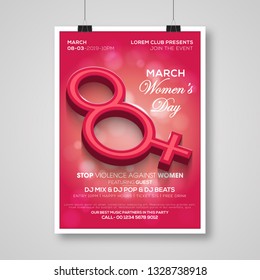 8th march International women's day Flyer, Background - Vector