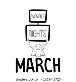 8th March International Women's Day 2020 Feminist Activist Women's Rights for Equality Strike Vector Minimalist Line Art