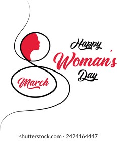 8th march international women's day line art celebration design template
