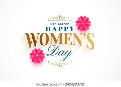 8th march womens day celebration background with flower decor vector