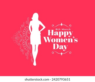 8th march women's day wishes background with papercut female design vector