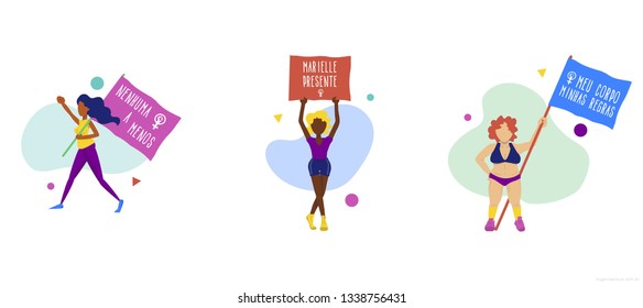 8th of March women's manifestation in Brazil in vector illustration