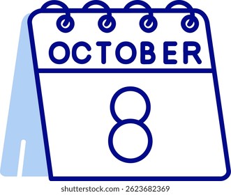 8th of October Line vector Icon Design