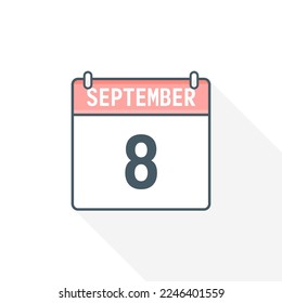 8.º icono del calendario de septiembre. Calendario del 8 de septiembre Ilustrador de vectores de icono Fecha Mes