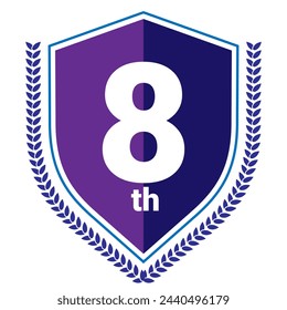 8th, Vector illustration EPS 10 File. Number Eight. Award Icon. 8th Place.