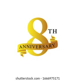 8th Year Anniversary Ribbon Logo