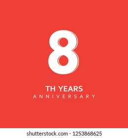 8th Year Anniversary Vector Template Design Illustration.