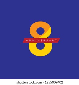 8th Year Anniversary Vector Template Design Illustration.