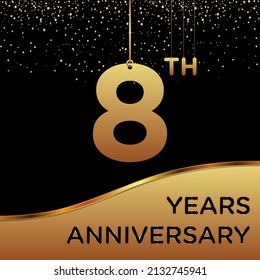 8th years anniversary, vector design for anniversary celebration with gold color on black background, simple and luxury design. logo vector template