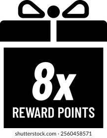 8x rewards points flat vector icon