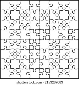 8x8 Jigsaw puzzle vector blank template background. 64 pieces and every piece is single shape.