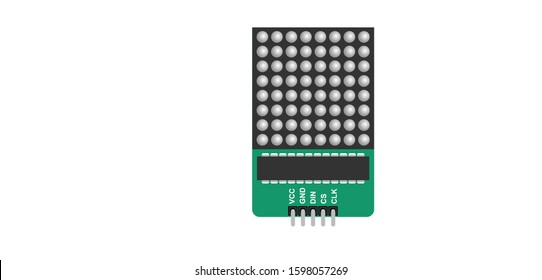 8x8  led matrix display top view illustration that cab be interface with arduino and other controllers 