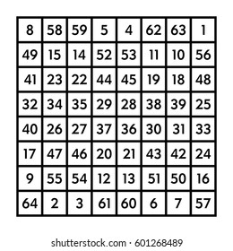 8x8 Magic Square Order 8 Astrological Stock Vector (Royalty Free) 601268489