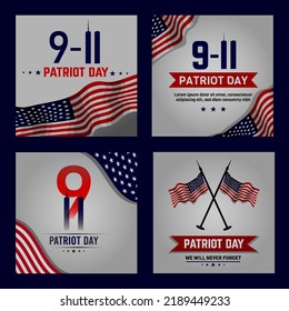 9 11 Patriot Day with America Flag Social Media Post Design