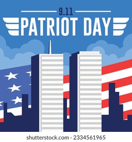9 11 patriot day flat background template