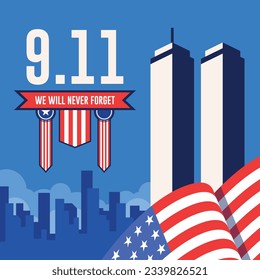 9 11 patriot day flat background template