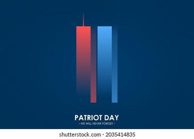 9 11 USA Never Forget September 11, 2001. Vector illustration cover. Blurred Twin Towers WTC Patriot day, USA Blurred Flag Day of Remembrance, Memorial Day United States. 11.09.2001. Never Forget