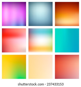 9 abstract colorful smooth blurred vector backgrounds for design