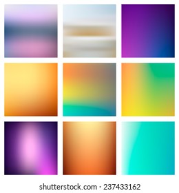 9 abstract colorful smooth blurred vector backgrounds for design