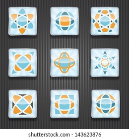 9 abstract logo  vector shiny icons,  transparency effects, fully editable eps 10 file