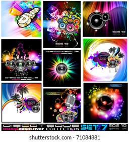 9 Abstract Music Backgrounds for Discoteque Flyer with a lot of desgin elementes - Set 7