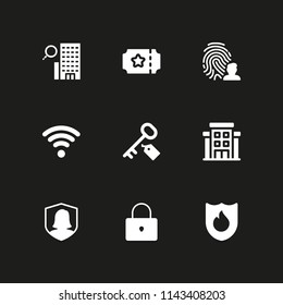 9 access icon set with ticket, security and key vector illustration for graphic design and web