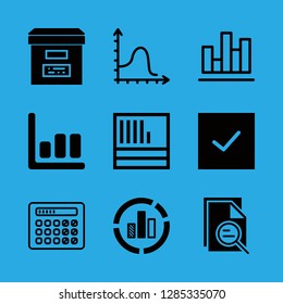 9 accounting icons with bar chart and statistical chart in this set