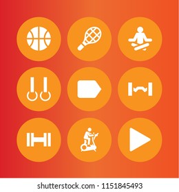 9 activity icons in vector set. play, basketball, tag and sports and competition illustration for web and graphic design