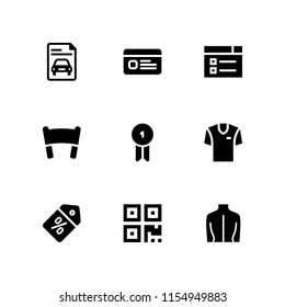 9 advertising icons in vector set. qr code, id, rent and neck illustration for web and graphic design