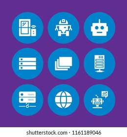 9 ai icons in vector set. smart, server, internet and robot illustration for web and graphic design